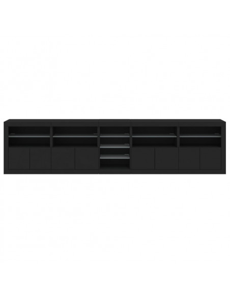 Credenza con Luci LED Nera 283x37x67 cm
