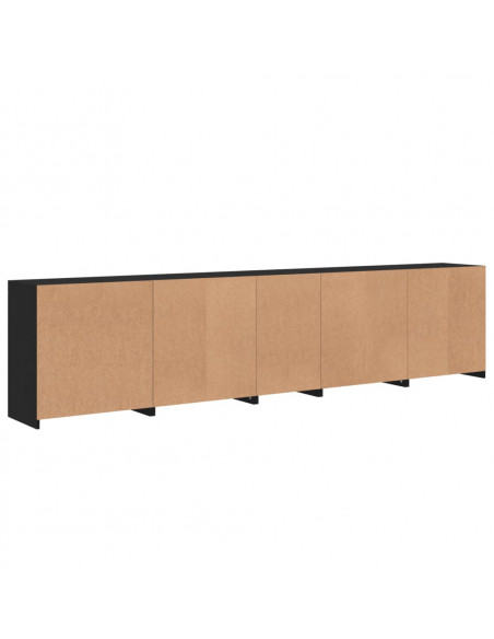 Credenza con Luci LED Nera 283x37x67 cm