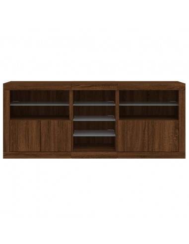 Credenza con Luci LED Rovere Marrone 162x37x67 cm
