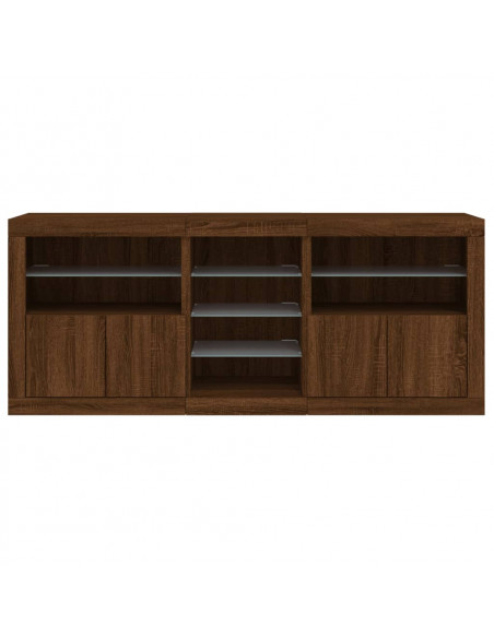Credenza con Luci LED Rovere Marrone 162x37x67 cm