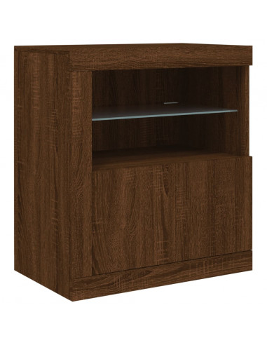 Credenza con Luci LED Rovere Marrone 181,5x37x67 cm