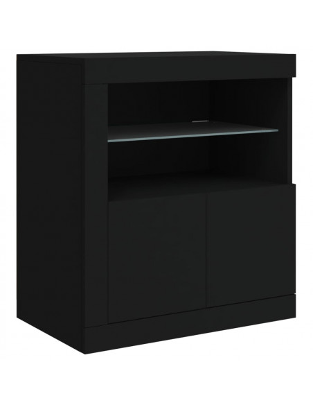 Credenza con Luci LED Nera 181,5x37x67 cm
