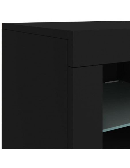 Credenza con Luci LED Nera 181,5x37x67 cm