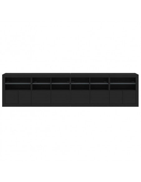 Credenza con Luci LED Nera 283x37x67 cm