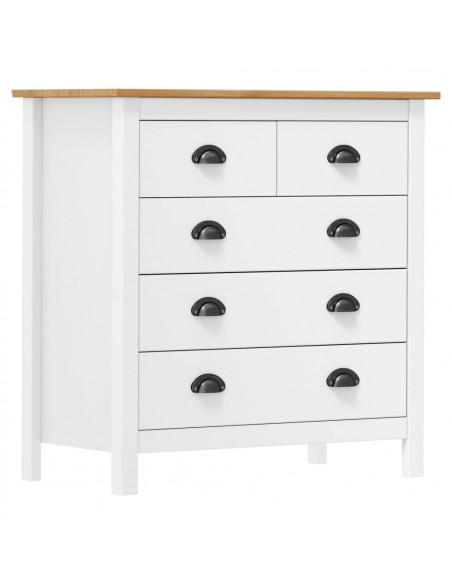 Credenza Hill Bianca 79x40x80 cm in Legno Massello di Pino