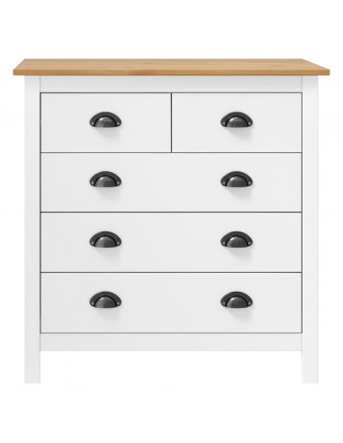 Credenza Hill Bianca 79x40x80 cm in Legno Massello di Pino