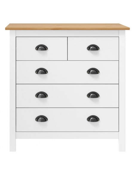 Credenza Hill Bianca 79x40x80 cm in Legno Massello di Pino