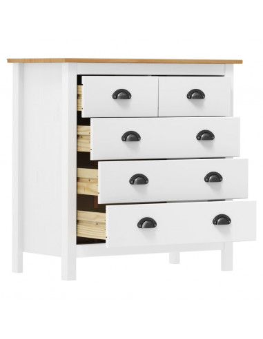 Credenza Hill Bianca 79x40x80 cm in Legno Massello di Pino