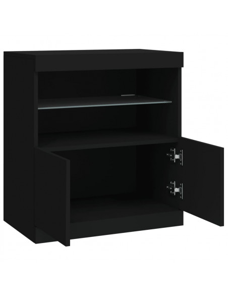 Credenza con Luci LED Nera 60x37x67 cm