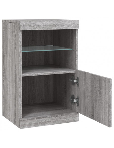 Credenza con Luci LED Grigio Sonoma 41x37x67 cm