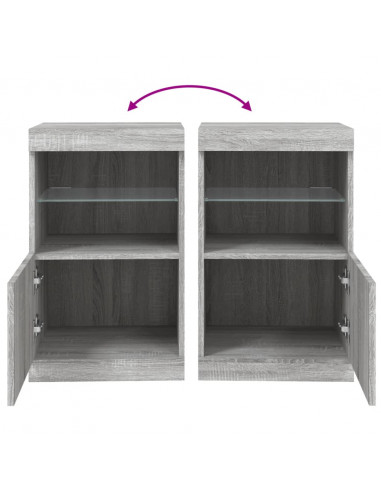 Credenza con Luci LED Grigio Sonoma 41x37x67 cm
