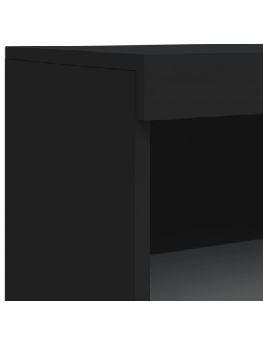 Credenza con Luci LED Nera 60,5x37x100 cm