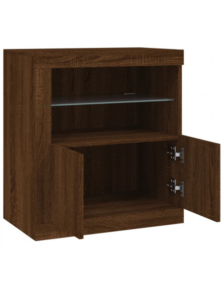 Credenza con Luci LED Rovere Marrone 60,5x37x67 cm