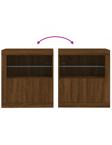 Credenza con Luci LED Rovere Marrone 60,5x37x67 cm