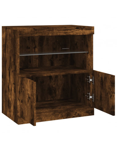 Credenza con Luci LED Rovere Fumo 60x37x67 cm