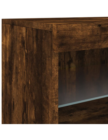 Credenza con Luci LED Rovere Fumo 60x37x67 cm