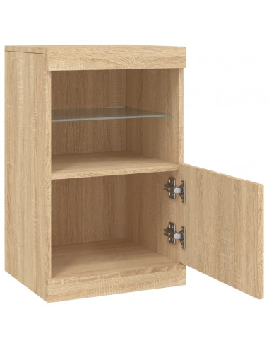 Credenza con Luci LED Rovere Sonoma 41x37x67 cm