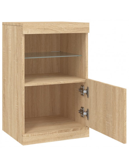 Credenza con Luci LED Rovere Sonoma 41x37x67 cm