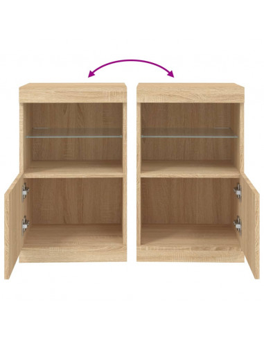 Credenza con Luci LED Rovere Sonoma 41x37x67 cm