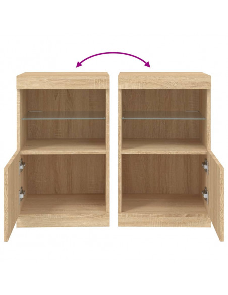 Credenza con Luci LED Rovere Sonoma 41x37x67 cm
