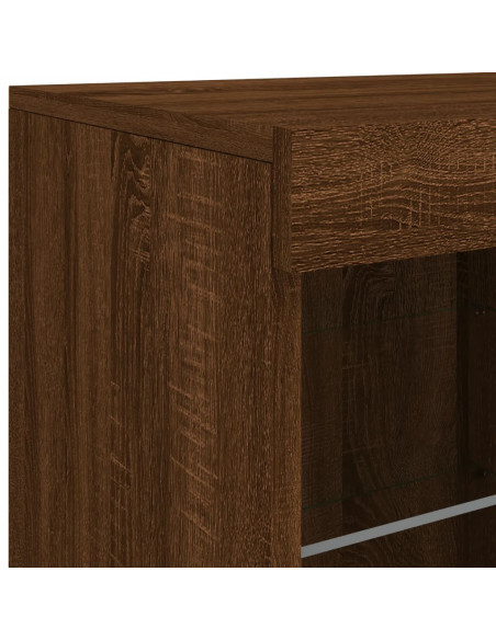 Credenza con Luci LED Rovere Marrone 81x37x67 cm