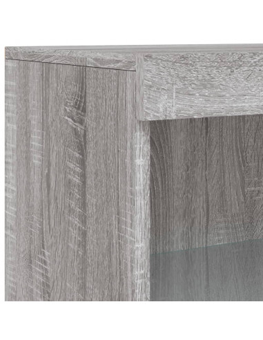 Credenza con Luci LED Grigio Sonoma 60,5x37x100 cm