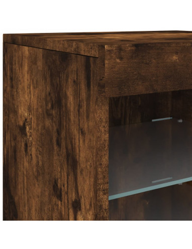 Credenza con Luci LED Rovere Fumo 41x37x67 cm