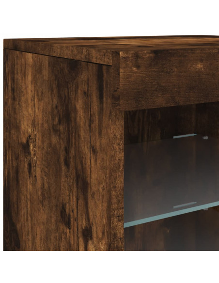 Credenza con Luci LED Rovere Fumo 41x37x67 cm