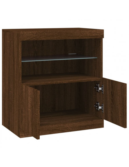 Credenza con Luci LED Rovere Marrone 60x37x67 cm