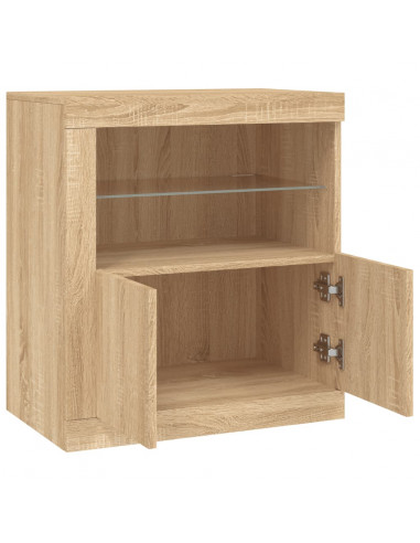Credenza con Luci LED Rovere Sonoma 60,5x37x67 cm