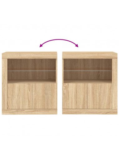 Credenza con Luci LED Rovere Sonoma 60,5x37x67 cm