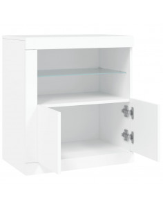 Credenza con Luci LED Bianca 60,5x37x67 cm 2