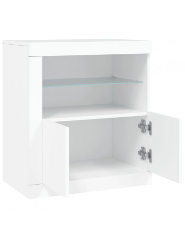 Credenza con Luci LED Bianca 60,5x37x67 cm