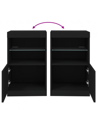 Credenza con Luci LED Nera 41x37x67 cm