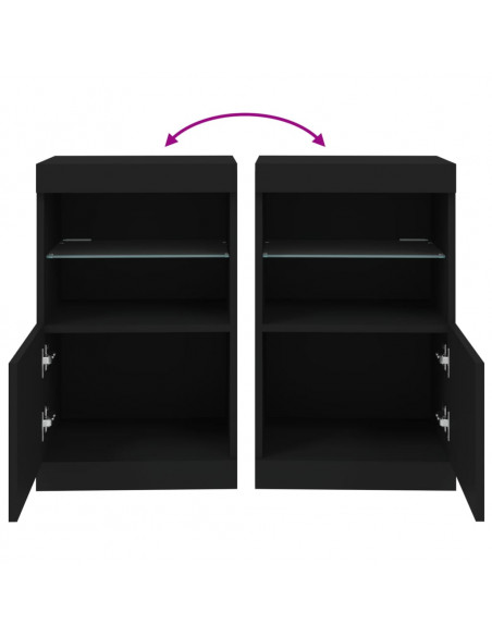 Credenza con Luci LED Nera 41x37x67 cm