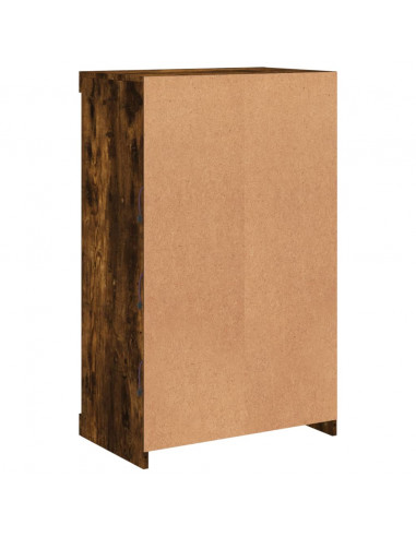 Credenza con Luci LED Rovere Fumo 60,5x37x100 cm