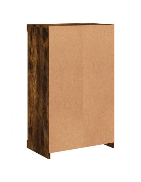 Credenza con Luci LED Rovere Fumo 60,5x37x100 cm