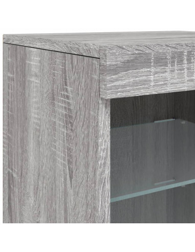 Credenza con Luci LED Grigio Sonoma 41x37x67 cm