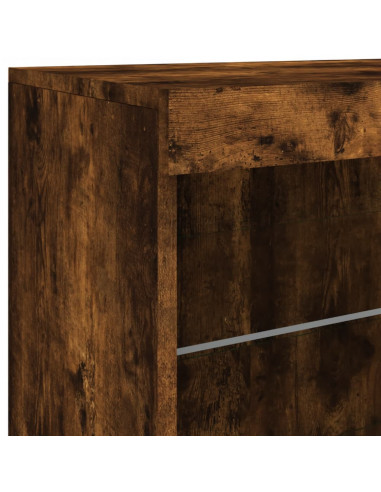 Credenza con Luci LED Rovere Fumo 60,5x37x67 cm