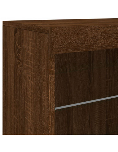 Credenza con Luci LED Rovere Marrone 60,5x37x67 cm