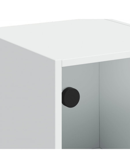 Credenza con Ante in Vetro Bianca 35x37x109 cm