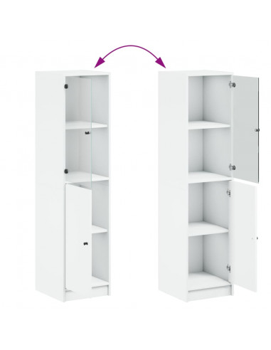 Credenza con Anta in Vetro Bianca 35x37x142 cm