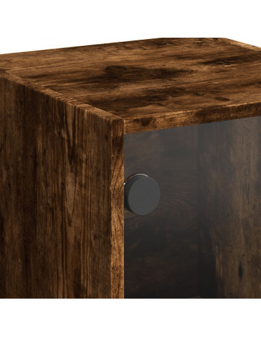 Credenza con Ante in Vetro Rovere Fumo 35x37x109 cm