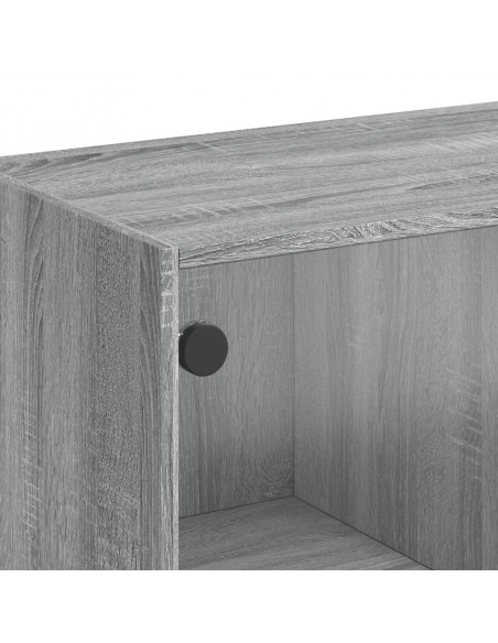 Mobile con Ante in Vetro Grigio Sonoma 68x37x75,5 cm