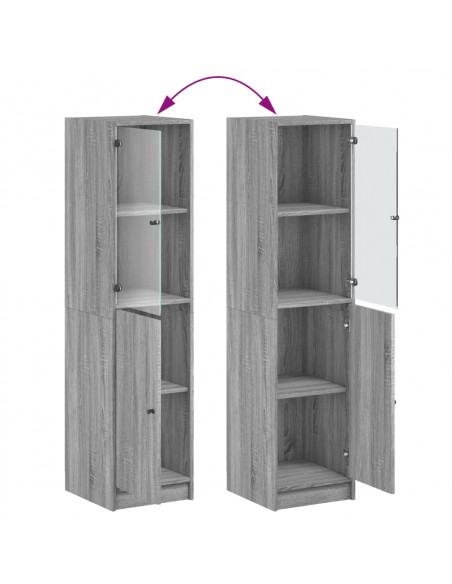 Credenza con Anta in Vetro Grigio Sonoma 35x37x142 cm