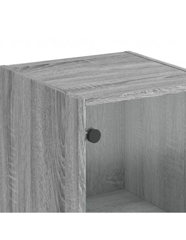 Credenza con Anta in Vetro Grigio Sonoma 35x37x142 cm