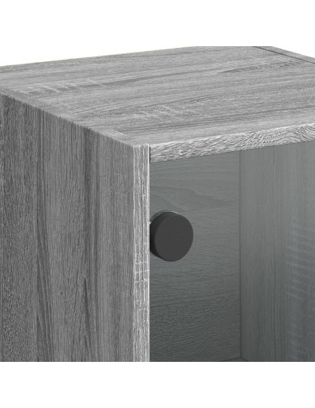 Credenza con Ante in Vetro Grigio Sonoma 35x37x109 cm