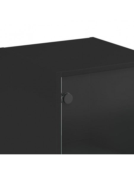 Credenza con Anta in Vetro Nera 35x37x142 cm