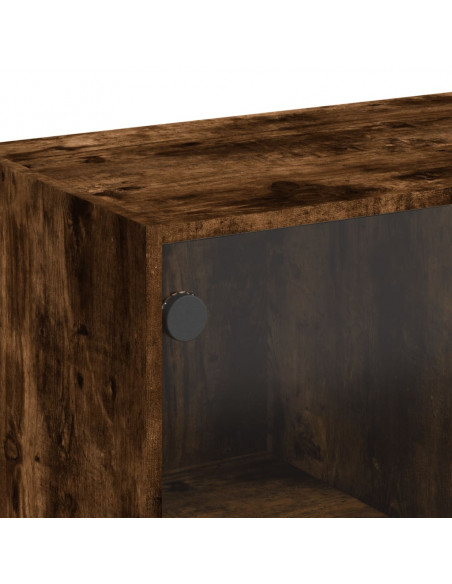 Mobile con Ante in Vetro Rovere Fumo 68x37x75,5 cm