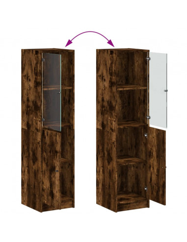 Credenza con Anta in Vetro Rovere Fumo 35x37x142 cm